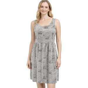 Black Swan Sleeveless Fit and Flare Dress Women Large Black White Textured Dot